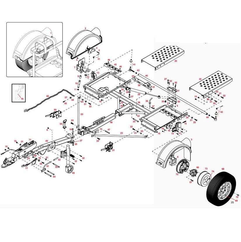 Car tow clearance dolly parts